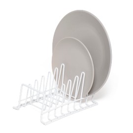 simplywire - Plate Rack/Drainer - Kitchen Cabinet Organiser - Small - White Plastic Coated Steel
