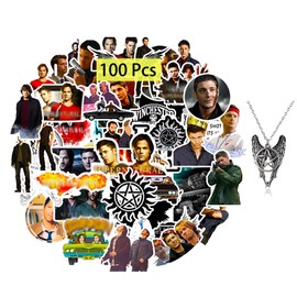 GTOTd Super Stickers Natural Stickers (100 Pieces with Necklace Decor) Gifts Merch Film Party Supplies Decoration for Laptop Living Room Skateboard Graffiti