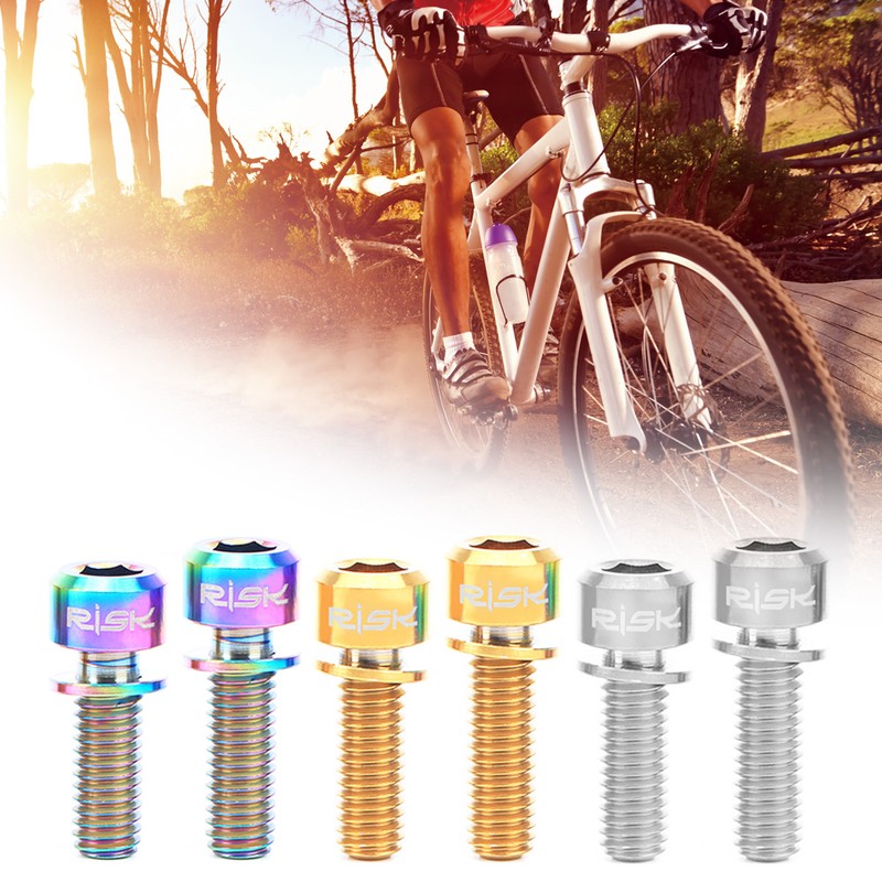 RISK 4PCS M6×18/20mm Titanium Ti Bolts Screws for MTB Disc