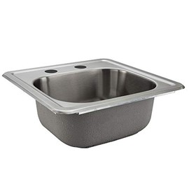 RecPro RV Stainless Steel Sink 15" x 15" Top Mount | Camper Sink | RV Kitchen Sink (No Faucet Included)