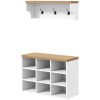 2-in-1 9 Pair White Storage Cabinet Coat Rack and Shoe