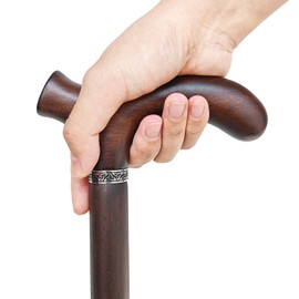YIVIYAR Wooden Walking Cane for Men & Women & Seniors, Supportive Mobility Aid Wood Walking Cane, Handmade Classic Design with Comfort Grip Handle, Balance Support Wood Stick for Elderly (35 Inch)