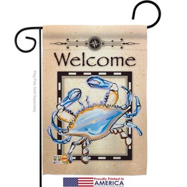Blue Crab Garden Flag Set Wall Hanger Animals Sea Creature Nautical Ocean Fish Outdoor Summer Marine Small Decorative Gift Yard House Banner Made In USA 13 X 18.5