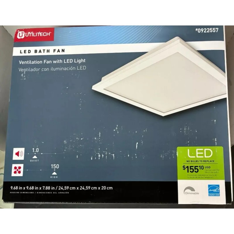 Utilitech NEW 1.0-Sone 150-CFM White Bathroom Fan LED ENERGY STAR