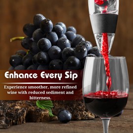 AMERICANISTA Red Wine Aerator- Wine Pourer- Decanter- Premium Wine Aerator with Stand - Decanter Aerating Spout with Filter for any type of Bottle or Glass- Oxygenator Accessory for Wine