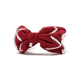 ACCESSORY TO LOVE Women's Zig Zag Crinkle Satin Headband, Handmade, Red