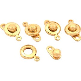 5 Gold Plated Ball & Socket Bracelet Necklace Snap Clasps