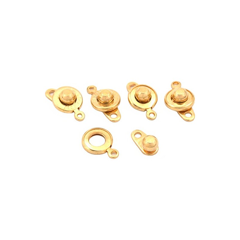 5 Gold Plated Ball & Socket Bracelet Necklace Snap Clasps