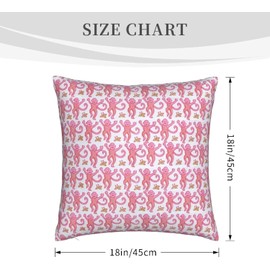 ZFENGYYUAN Pink Rabbit Monkeys Pillow Case Square Soft Pillowcase Throw Pillow Cover Home Decor for Living Room Sofa Car Cushion Cover 18''X 18''