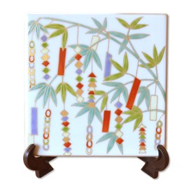 Figurine, Interior Decoration, Stylish, Compact, Arita-yaki, Tanabata, July, Decorative Square Ceramic Plate Included, Made in Japan