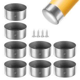 M METERXITY 8-Pack Handrail End Caps, 1.77 Inch/45mm Inner Diameter Stainless Steel Round Handrail End Caps for Furniture/Stair, Guardrail Tube End Cover [Silver Tone]