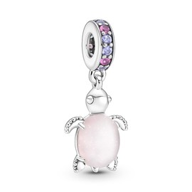 Murano Glass Pink Sea Turtle Dangle Charm 925 Sterling Silver Pendant,Girl Jewelry Beads Gifts for Women Bracelet&Necklace A0043-2