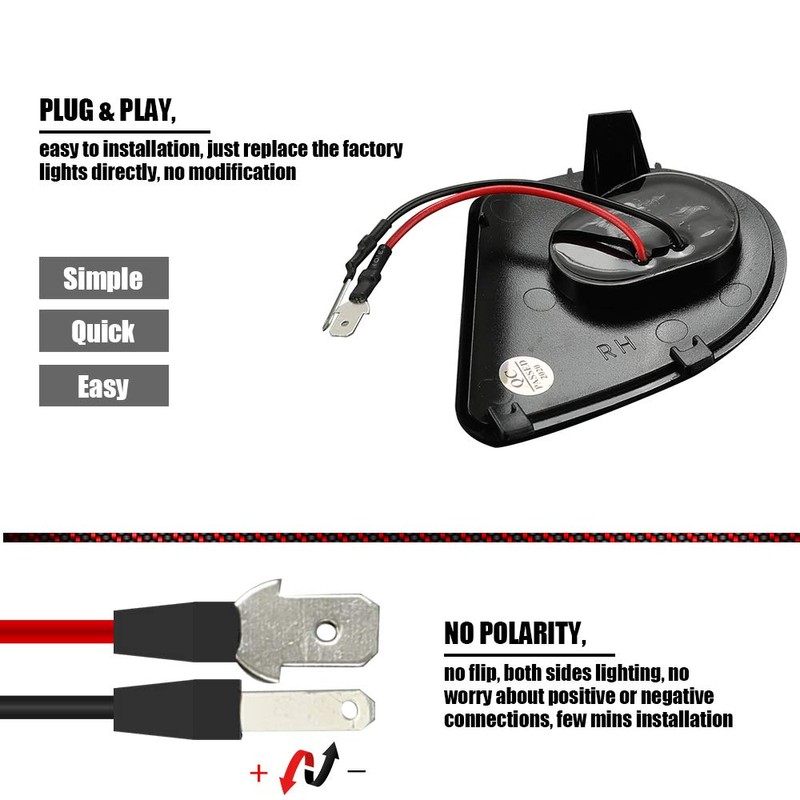ROCCS 2x LED Side Mirror Puddle Light Assembly Compatible with