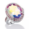 N/A 13.57 AURORA BOREALIS OVAL CUT CZ SILVER RING SIZE