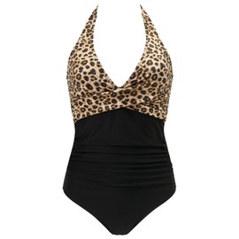 RXRXCOCO Women Cross Push Up Tummy Control One Piece Halter High Waisted Swimming Costume Swimsuits Swimwear