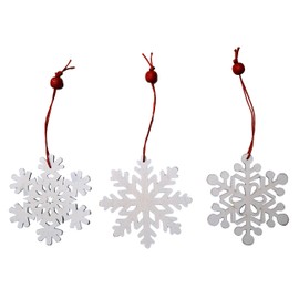 khevga Set of 18 Christmas Tree Ornaments Wood Snowflake Christmas Tree Decoration Snowflakes (White)
