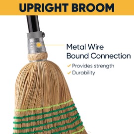 Yocada Heavy-Duty Broom Corn Broom Outdoor Commercial Indoor for Courtyard Garage Lobby Mall Market Floor Home Office Leaves Stone Dust Rubbish 59.8inch