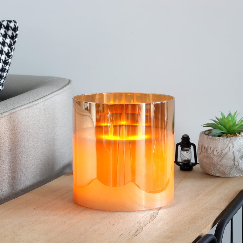 JHY DESIGN Large Moving 3 Wicks Battery Candle with 6-Hour