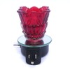Red Leaves Glass Plugin Aroma Warmer Lamp with Dish for