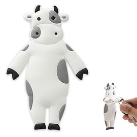 kumet Self-Adhesive Animal-Themed Key Hooks, Suitable for Bathroom, Kitchen, Bedroom, and Door, with 4 Adjustable Hooks (Cow)