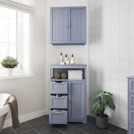 Yaheetech Yaheetech Bathroom Floor Cabinet, Wooden Storage Organizer Multiple Tiers Storage Cabinet, Gray