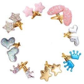 16Packs Hair Clips for Girls Hair Accessories No Slip Glitter Star, Crown, Heart, Butterfly, Cloud Shaped Hair Clips Barrettes and Pins For Party Birthday Gift Supplies Favors