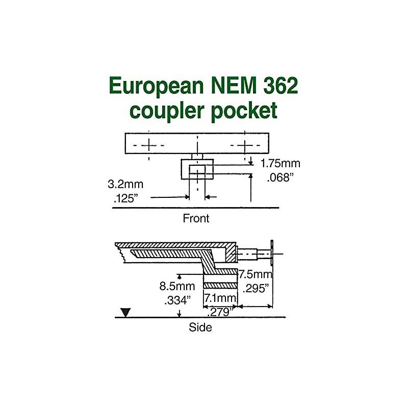 HO NEM 362 Coupler, 11/32" Center (2pr)