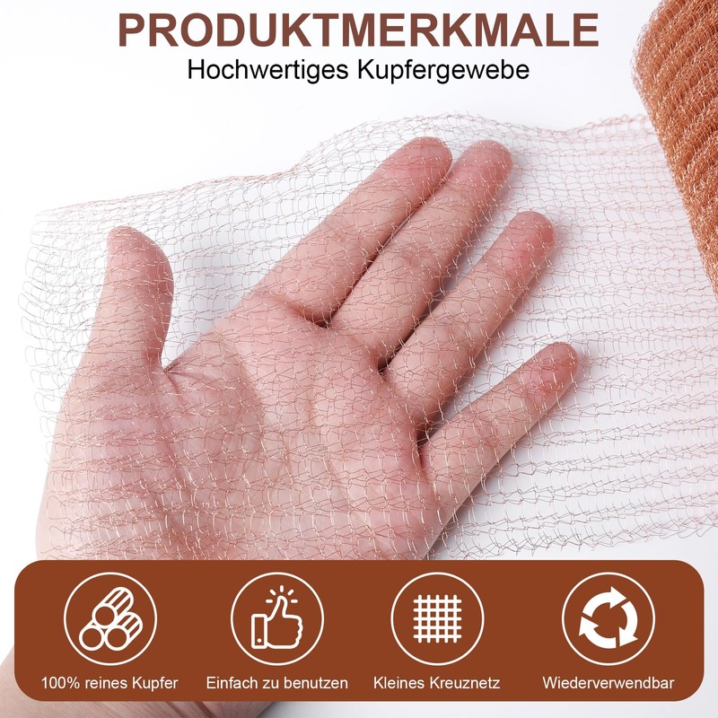 SDLDEER Copper Mesh Roll, 125 mm x 24 m Metal