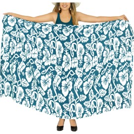 LA LEELA Women Beach Bikini Swim Skirt Long Coverups Sarong Beachwear Pareo Wrap Swimwear Sarongs for Women Swimwsuit Grey, Floral_37 One Size