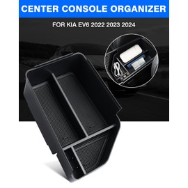 Autorder Center Console Organizer for 2022 2023 2024 2025 Kia EV6 Accessories Armrest Storage Box Secondary Insert Tray with Anti-slip Mat