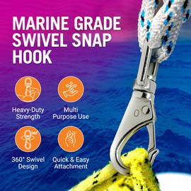 Stainless Steel Swivel Snap Hooks, 4-Pack Heavy Duty 2.7", 316 Marine Grade Swivel Eye Hook Clips for Rope, Flag Hooks, or Dog Leash Clasps