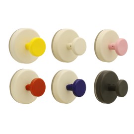 RODDEX 6-Pack Suction Cup Hooks, Strong Hold Removable Adhesive Hooks for Bathroom Shower & Glass Door, No Drill Wall Hooks for Towels, Robes, Decor on Tile Wall Window, Living Room Kitchen (6 Hooks)