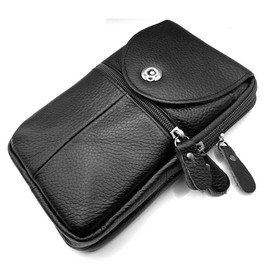 Charmoni - Men's Bag - Backpacks with Belt Loop - Cowhide Leather - Detachable and Adjustable Shoulder Strap - Lightweight and Compact, black, Utility