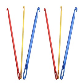 Zuoyou 6PCS Aluminum Tunisian Afghan Crochet Hook DIY Knitting Needles Tool with Eye 2.75/4/6mm