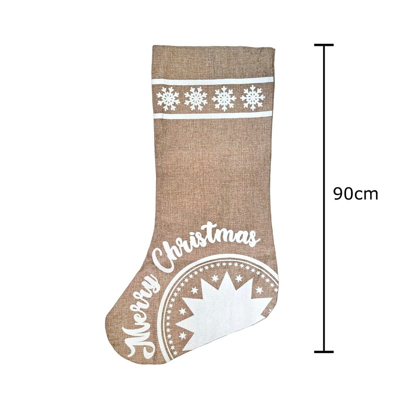 Robelli X-Large Jumbo Hessian Merry Christmas Sack Stocking (90cm)