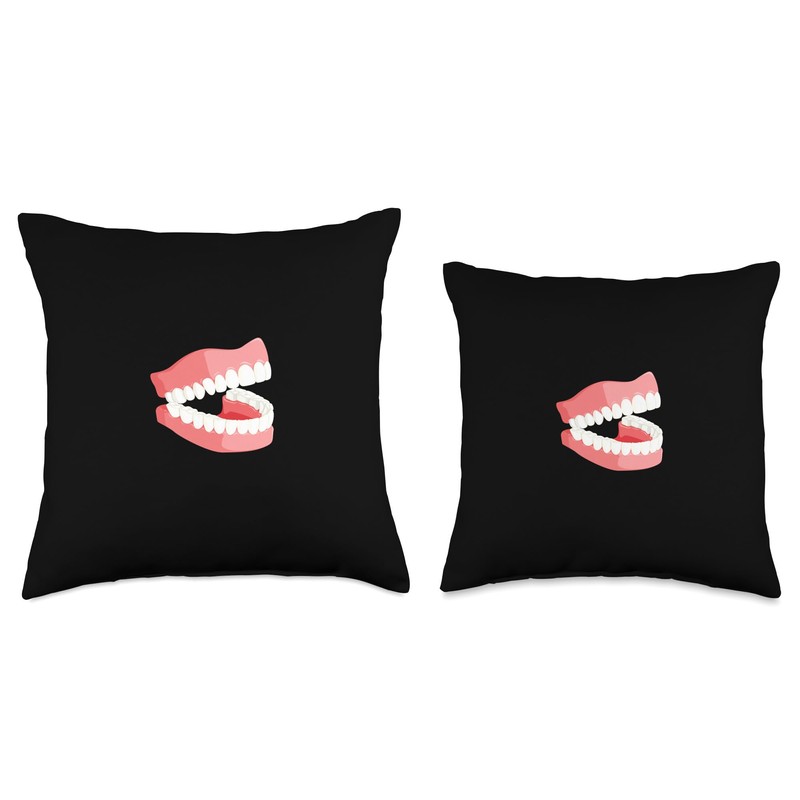 False Teeth Dentures Funny Dentist Prosthodontist Throw Pillow
