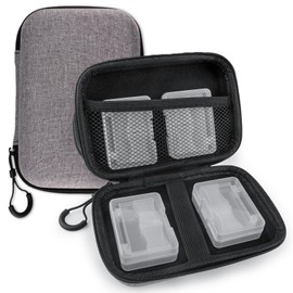 Micscrew 32 Slot Light Gray Portable SD Card Holder with 4 Individual Clear Plastic Memory Card Case, Sailcloth Surface SD Card Case, Waterproof and Shockproof SD Card Storage for SD Cards