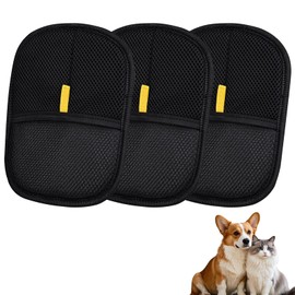 Kerfulty Pet Hair Remover Glove,Pet Hair Remover Electrostatic Gloves, Pet Hair Removal Glove for Cats & Dogs, Double-Sided Reusable Electrostatic Gloves for Couch, Clothing, Carpet (Black 3Pcs)