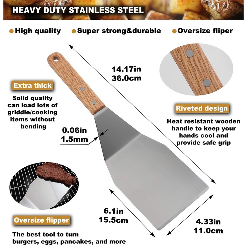 ROMANTICIST 8pcs Professional Griddle Accessories Kit - Heavy Duty Stainless