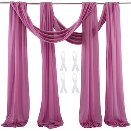 auons Wedding Bow Sheer Curtains Background, 600 x 75 cm Voile Curtain, Chiffon Draping, Tulle Fabric Curtains, Arbor Drapery for Wedding Ceremony, Reception, Party, Ceiling Decor, Pale Mauve, 2