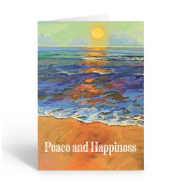 Stonehouse Collection | Beach Christmas Cards | Sunset at the Ocean Holiday Cards | Warm Weather Season's Greetings with Beautiful Sunset (Standard)
