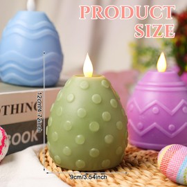 MTLEE 3 Pcs Easter Egg Flameless Candles 3 Color Scented Real Wax LED Spring Battery Operated Egg Shaped Votive Candles Gift for Easter Decoration Party Living Room Home Centerpiece
