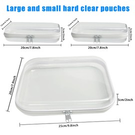 BAISDY 3 Pack Clear Hard Shell Zipper Case, Waterproof Cosmetic Bag Toy Storage Organizer Pencil Case Hard Plastic Pouch for Travel Office Home