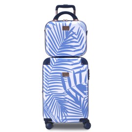 Chariot Luggage 20-Inch Carry-On, Matching Cosmetic Case, and 2 Travel Accessory Bags, Fern, 2-Piece Set