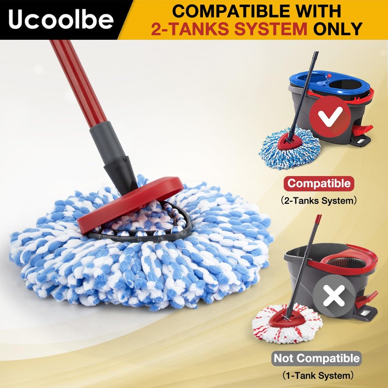 Ucoolbe Spin Mop Replacement Heads for O Cedar RinseClean 2-Tank