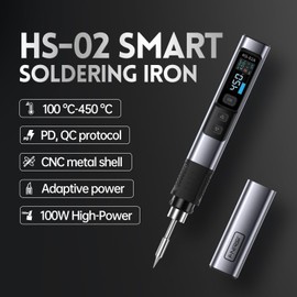 Intelligent Wireless Soldering Iron, Hs-02A Digital Display, Electric Soldering Iron Kit, 100-450 °C, Temperature Adjustable with 6 Soldering Tips, for Welding and Repairing at Home