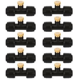 Joyhalo 10 Pack Brass Misting Nozzles,1/4 Inch Mister Replacement Nozzle Tee for Outdoor Cooling Misting System