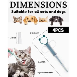 QLEUIFT Pack of 4 Pill Dispensers Cat - Easy and Safe Administration of Tablets for Cats and Small Pets, Green and Pink