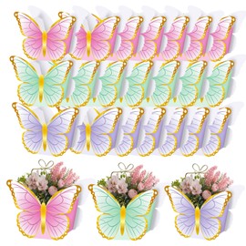24Pcs Butterfly Centerpieces Butterflies Party Decorations, Butterfly Flower Box Centerpieces for Baby Shower, Butterfly Paper Vase 3D for Girls Birthday Wedding Tea Party Decor