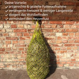 Hay Net for Horses Tight Mesh, Species-Appropriate Feeding, Improves Digestion & Well-being of Animals, Hay Grass Feed, Straw Feed Net, Hay Bag, Sizes, Filling Weight (2 x Light Green)